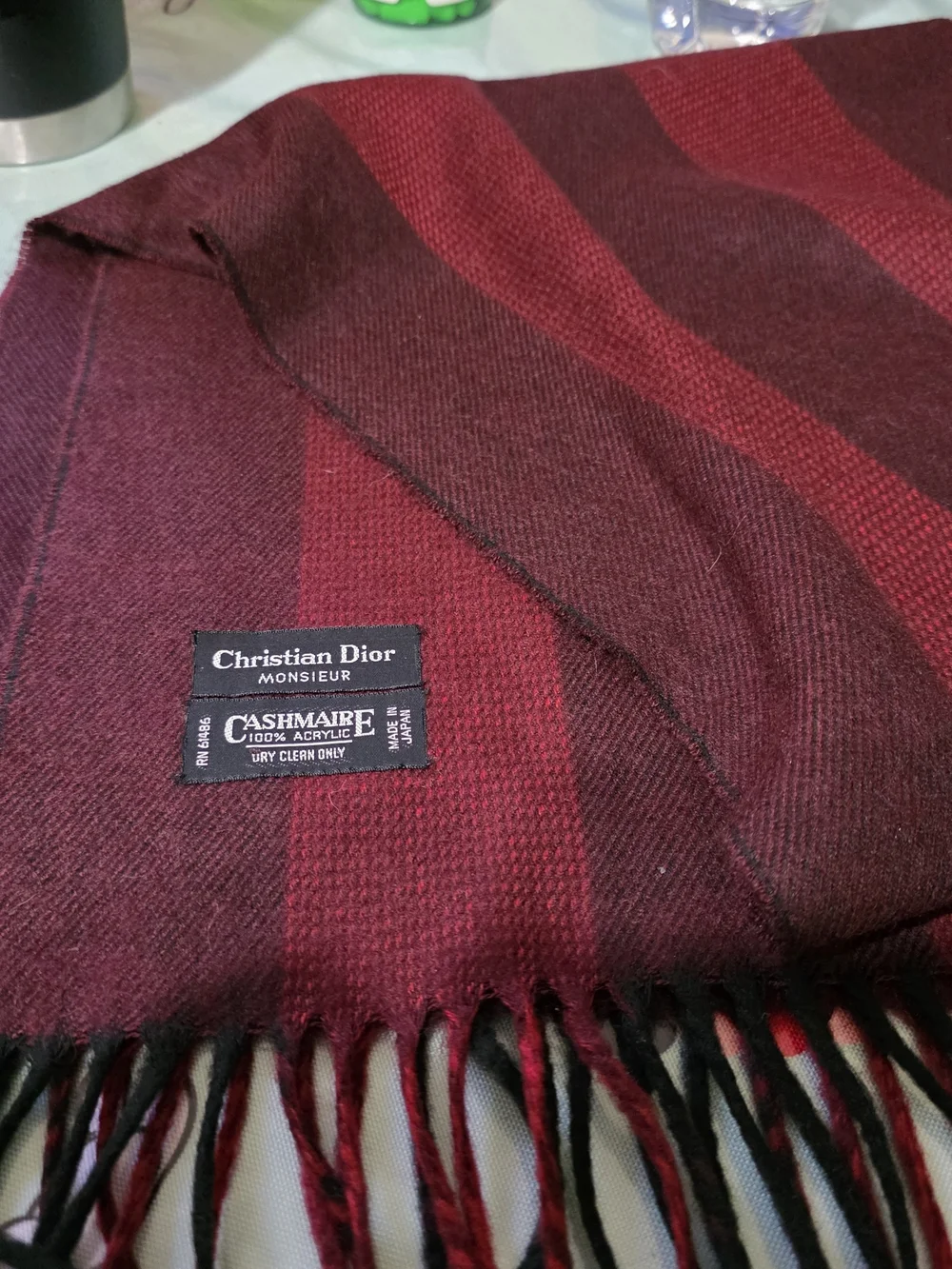 Dior Monsieur Red Burgundy Cashmere-Blend Scarf